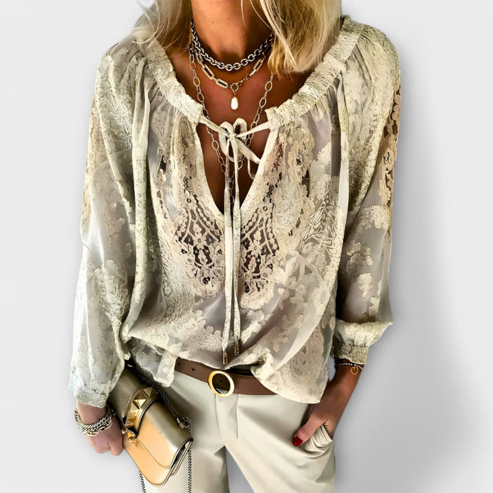 Sofia | Boho Bluse V-Hals Blonde Lange Ermer Dame