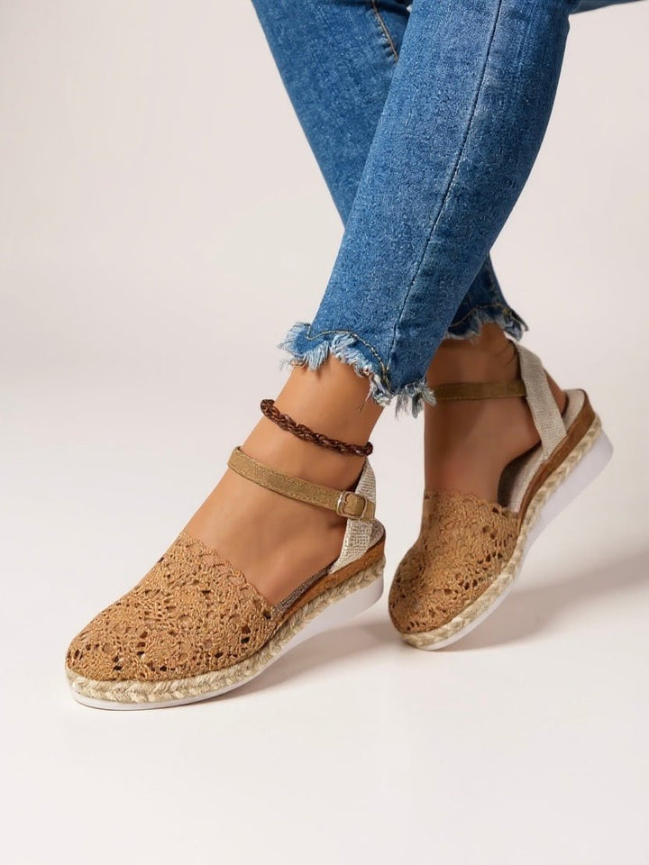 Freja | Boho Heklede Plattform Sandaler for Kvinner Vevde Sommer Sko