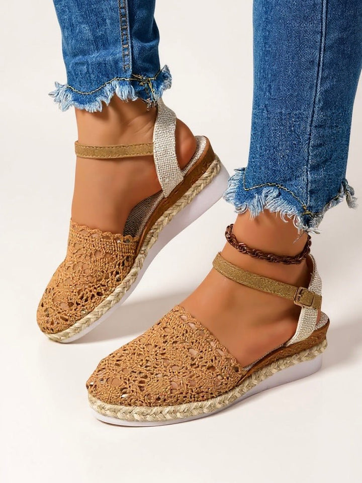 Freja | Boho Heklede Plattform Sandaler for Kvinner Vevde Sommer Sko