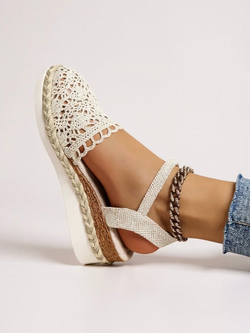Freja | Boho Heklede Plattform Sandaler for Kvinner Vevde Sommer Sko