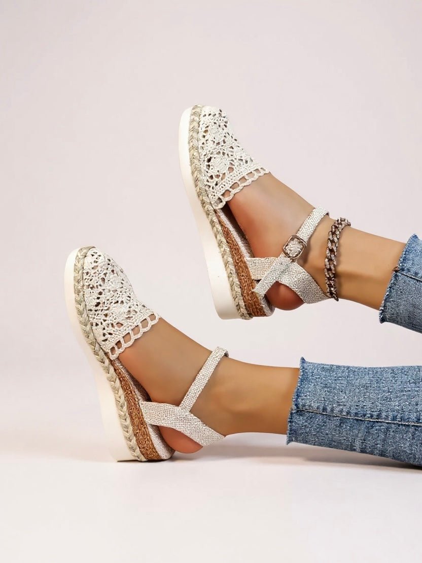 Freja | Boho Heklede Plattform Sandaler for Kvinner Vevde Sommer Sko