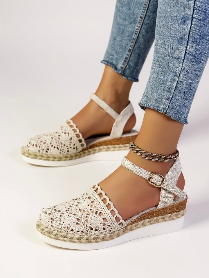 Freja | Boho Heklede Plattform Sandaler for Kvinner Vevde Sommer Sko