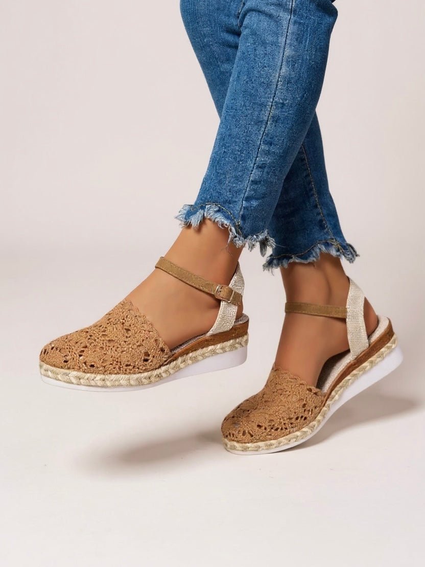 Freja | Boho Heklede Plattform Sandaler for Kvinner Vevde Sommer Sko
