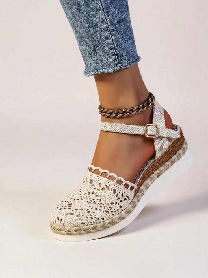 Freja | Boho Heklede Plattform Sandaler for Kvinner Vevde Sommer Sko