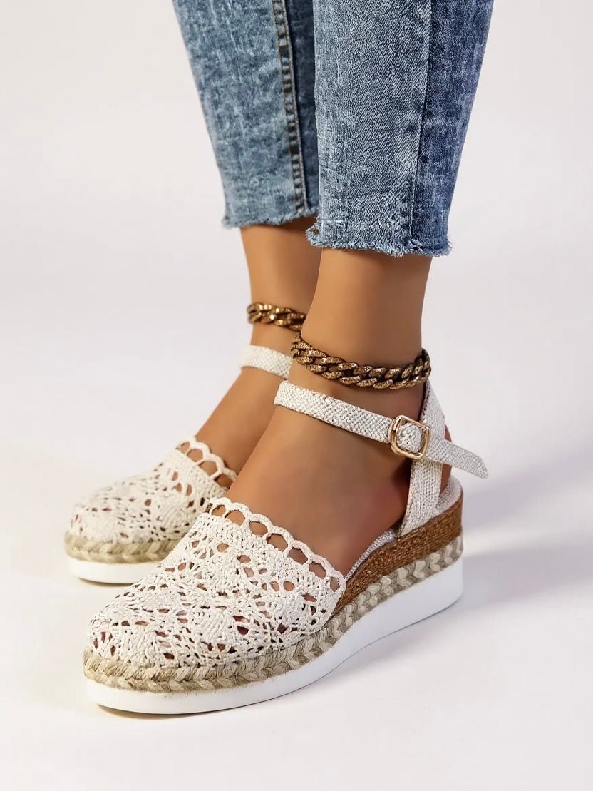 Freja | Boho Heklede Plattform Sandaler for Kvinner Vevde Sommer Sko