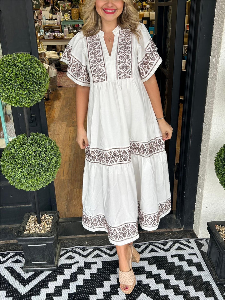 Liv | Boho Kjole Løs Passform Myk Drapering Magekontroll