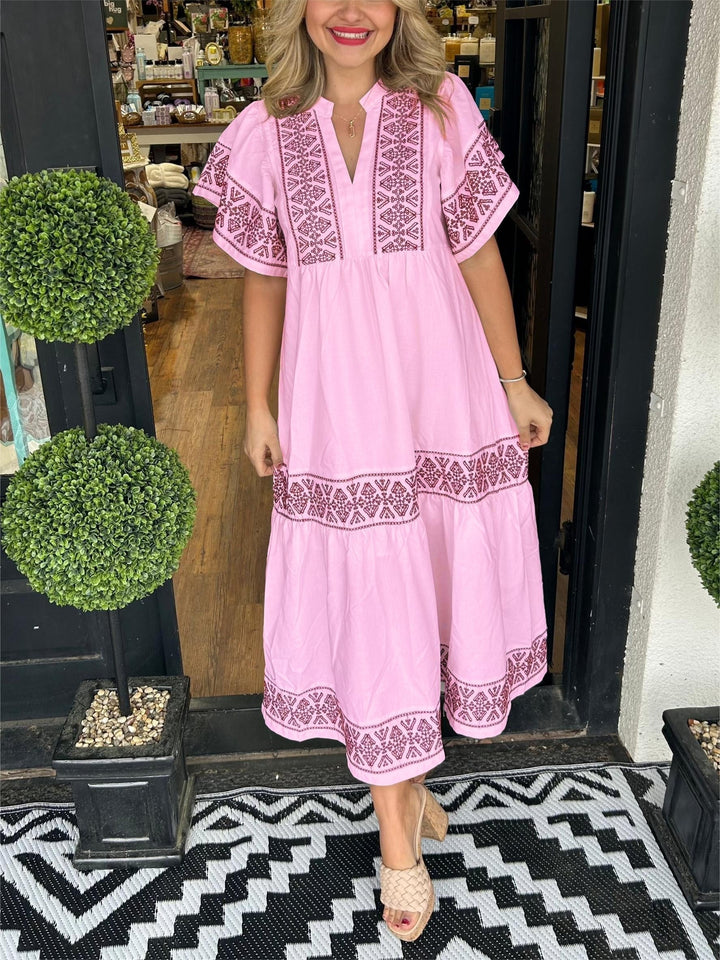 Liv | Boho Kjole Løs Passform Myk Drapering Magekontroll