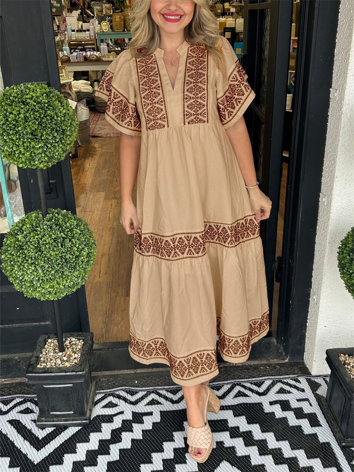 Liv | Boho Kjole Løs Passform Myk Drapering Magekontroll
