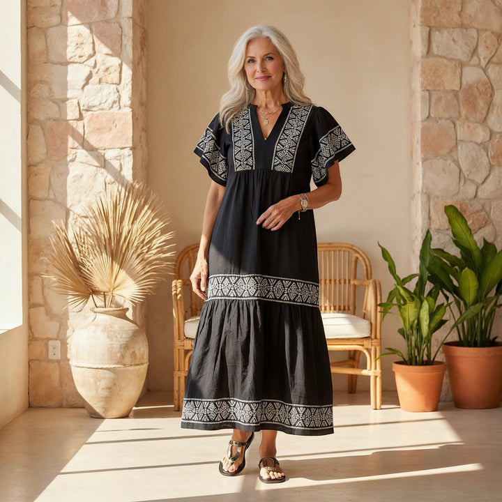 Liv | Boho Kjole Løs Passform Myk Drapering Magekontroll