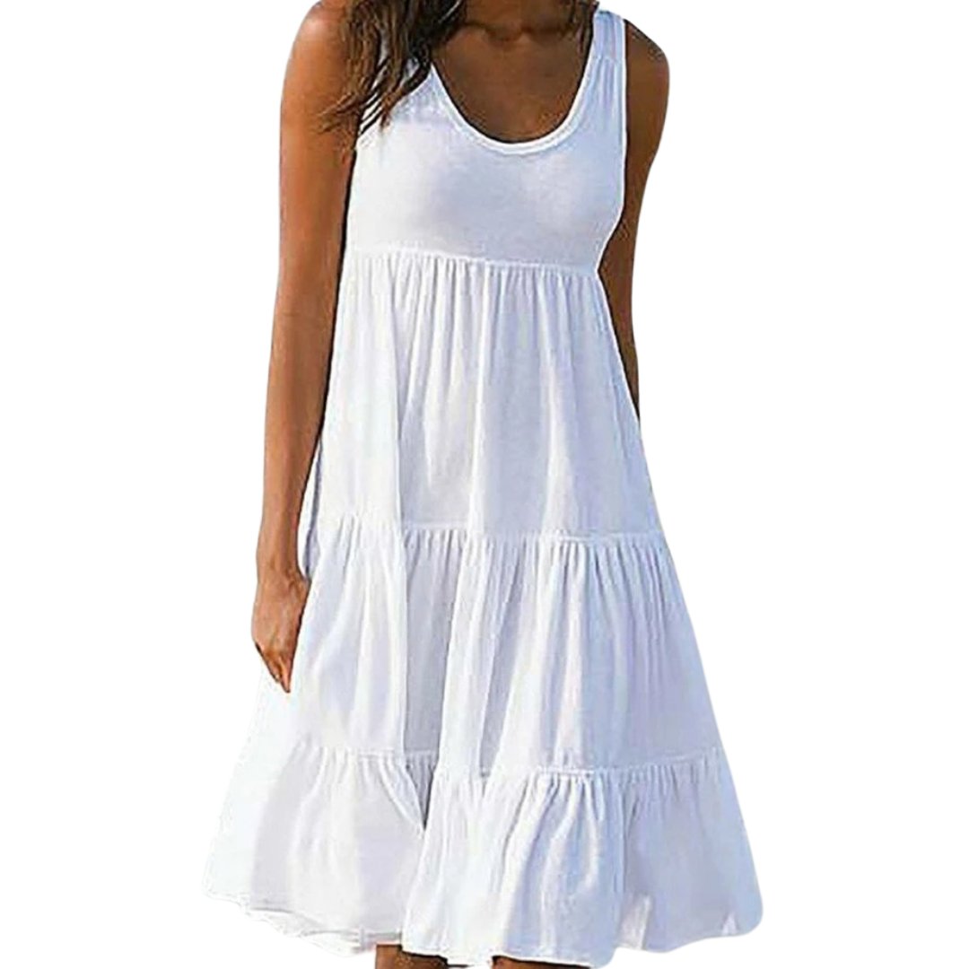 Anna | Boho Kjole Uten Ermer Lagdelt Midi Sommer