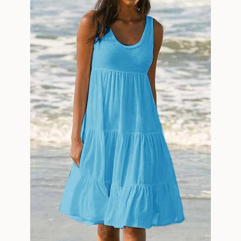 Anna | Boho Kjole Uten Ermer Lagdelt Midi Sommer