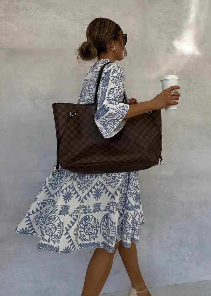 Sofia | Boho Kjole V-Hals 3/4 Ermer Sving Stil Print