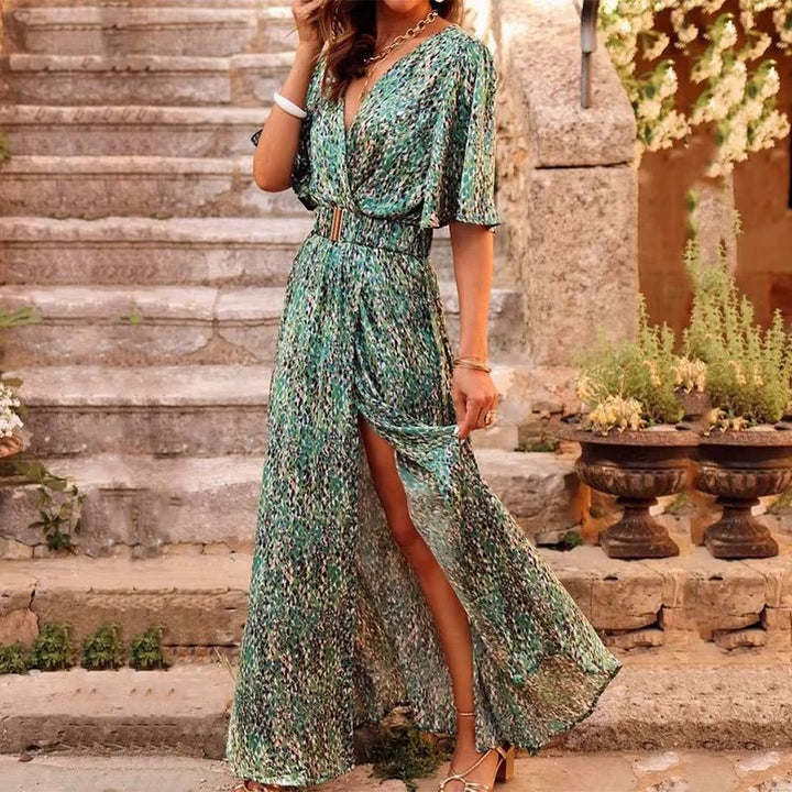 Mathilde | Boho Maxi Kjole Lang V-Hals Sommer
