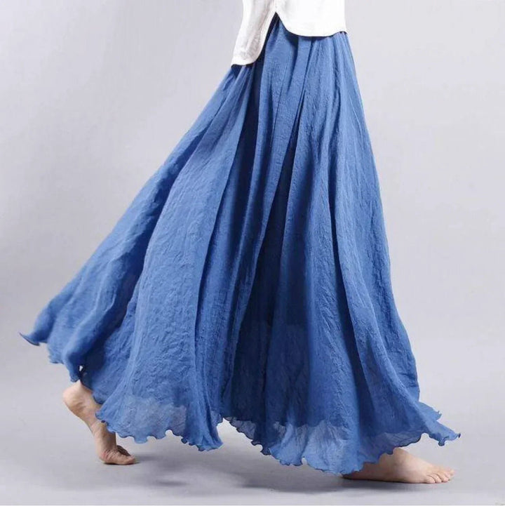 Laura | Boho Maxi Skjørt Høy Midje Bomullsblanding Elegant