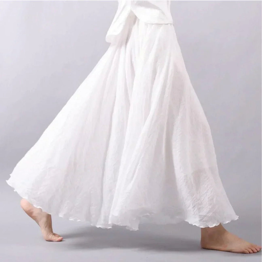 Laura | Boho Maxi Skjørt Høy Midje Bomullsblanding Elegant