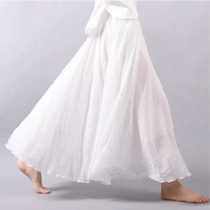 Laura | Boho Maxi Skjørt Høy Midje Bomullsblanding Elegant