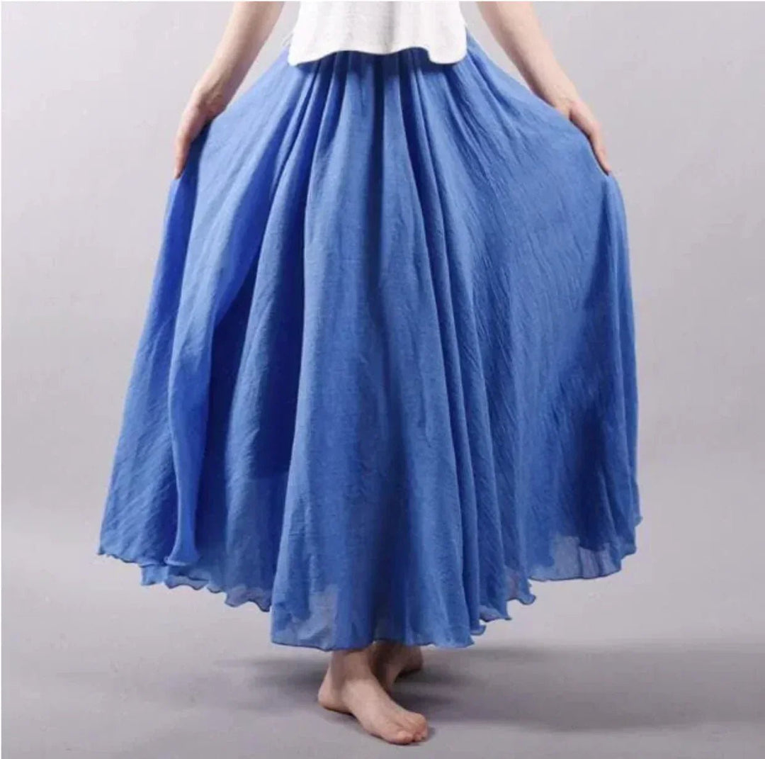 Laura | Boho Maxi Skjørt Høy Midje Bomullsblanding Elegant