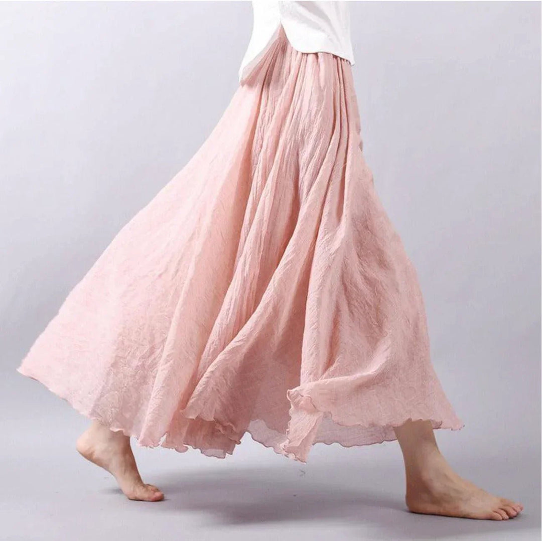 Laura | Boho Maxi Skjørt Høy Midje Bomullsblanding Elegant
