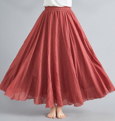 Laura | Boho Maxi Skjørt Høy Midje Bomullsblanding Elegant