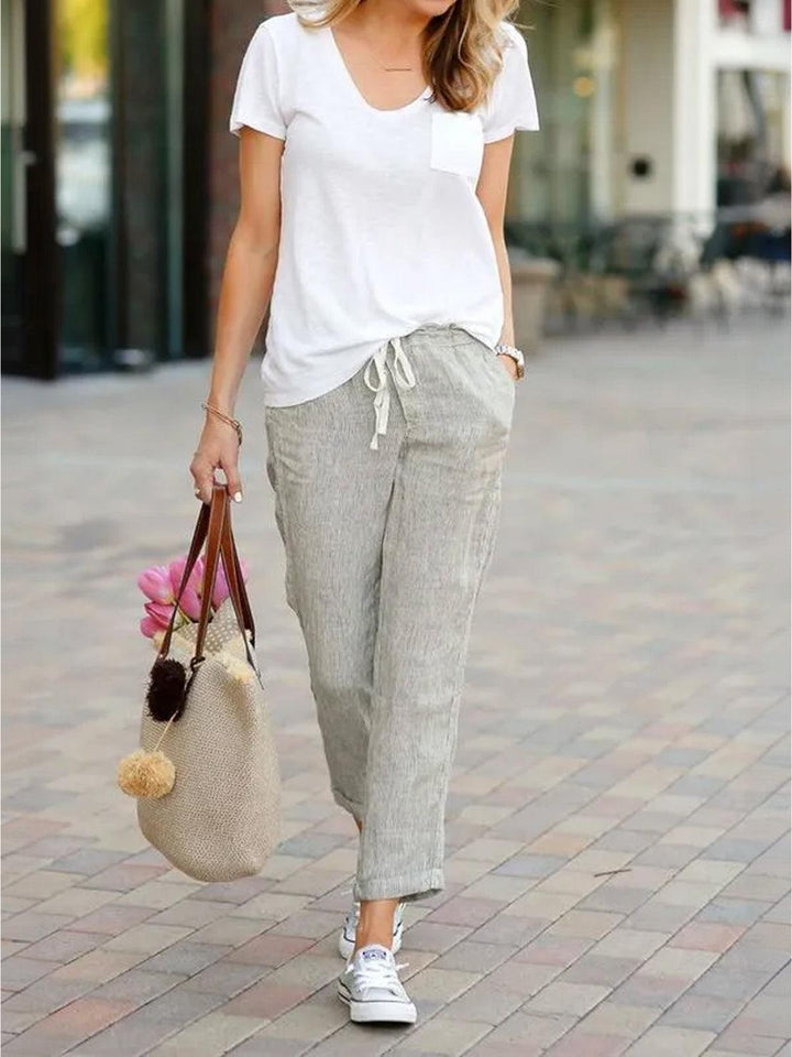 Susanne | Kvinne Drawstring Midje Avslappet Slim Fit Bukser