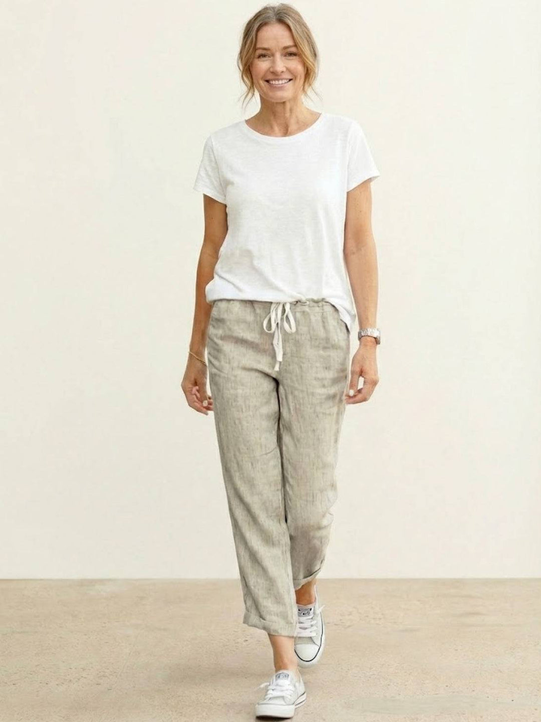 Susanne | Kvinne Drawstring Midje Avslappet Slim Fit Bukser