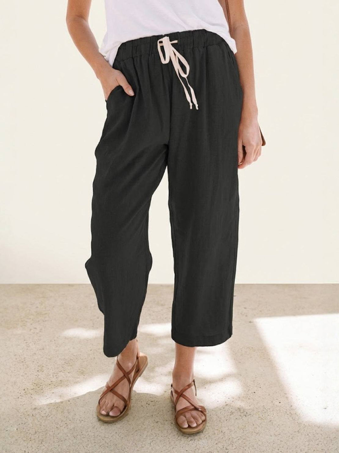 Susanne | Kvinne Drawstring Midje Avslappet Slim Fit Bukser
