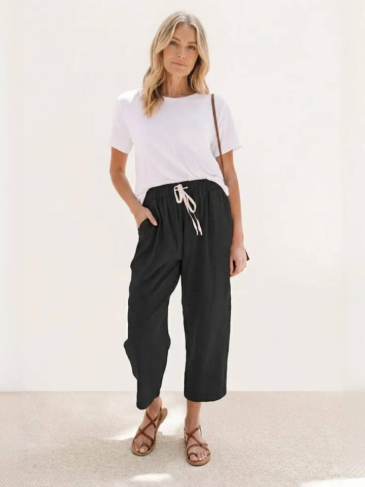 Susanne | Kvinne Drawstring Midje Avslappet Slim Fit Bukser