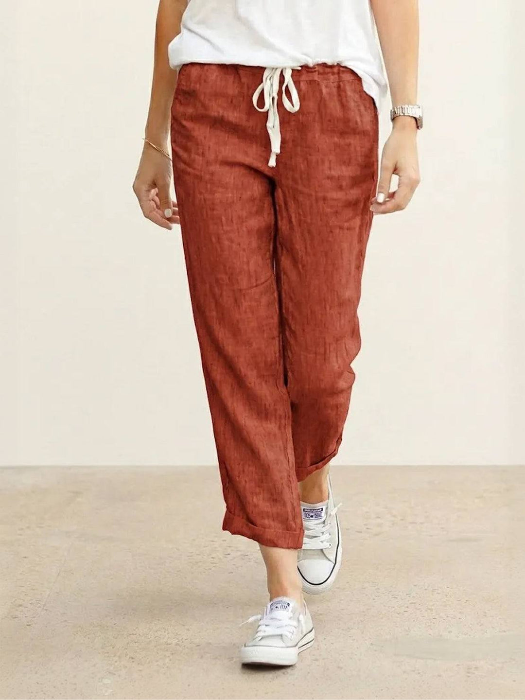 Susanne | Kvinne Drawstring Midje Avslappet Slim Fit Bukser