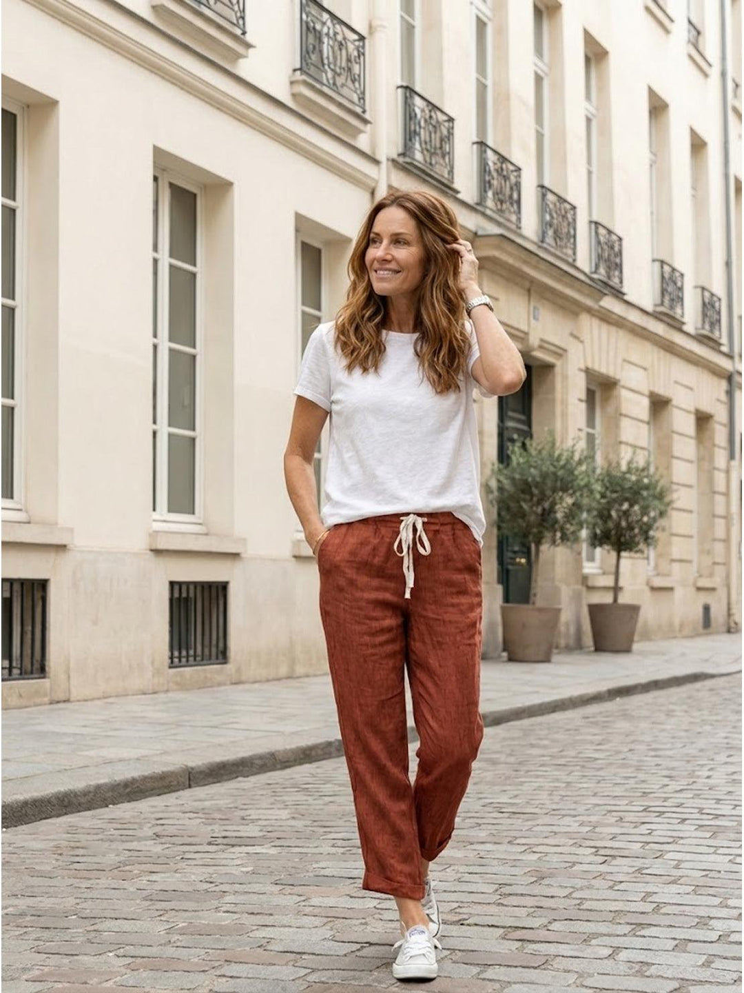 Susanne | Kvinne Drawstring Midje Avslappet Slim Fit Bukser