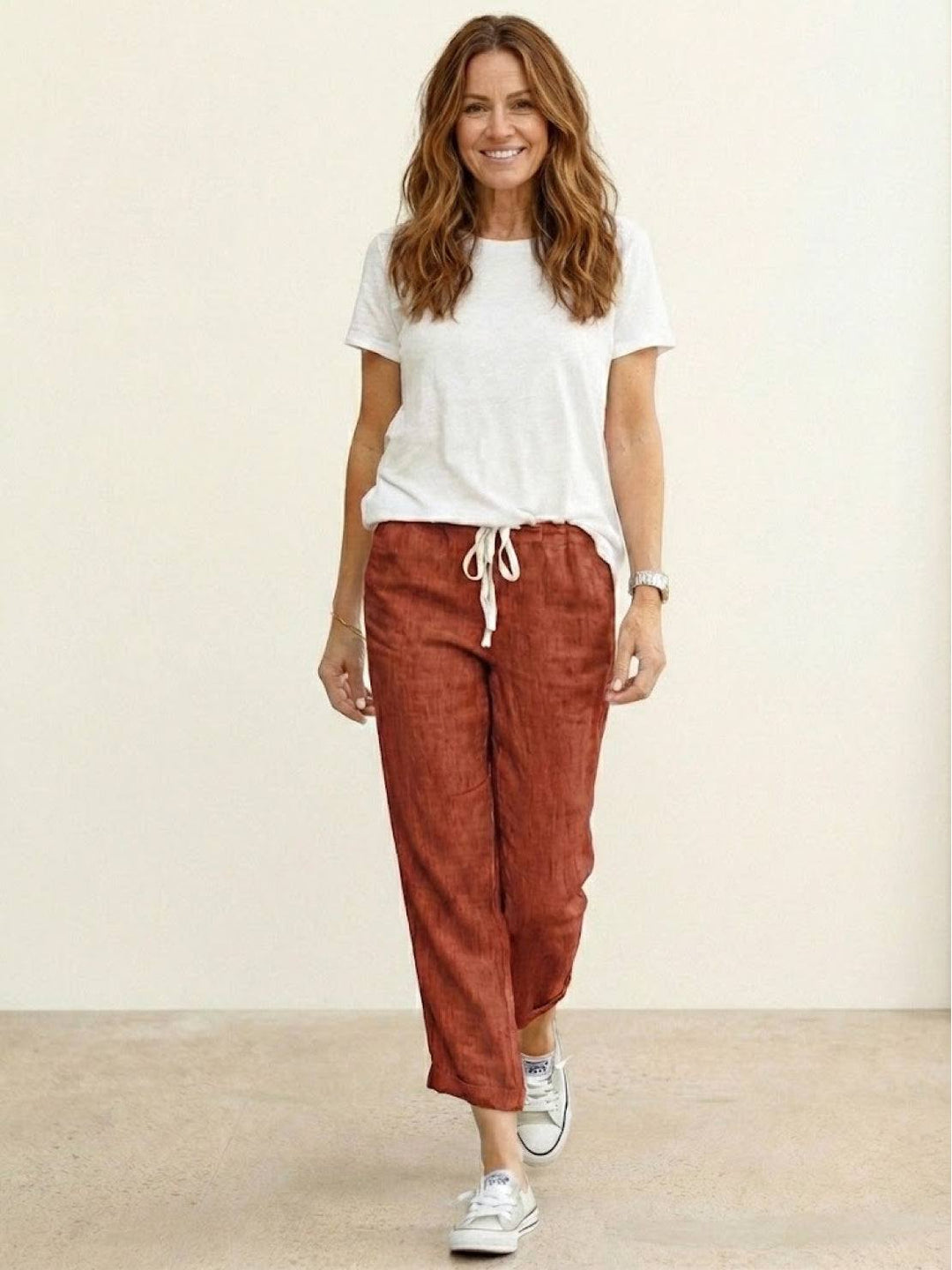 Susanne | Kvinne Drawstring Midje Avslappet Slim Fit Bukser