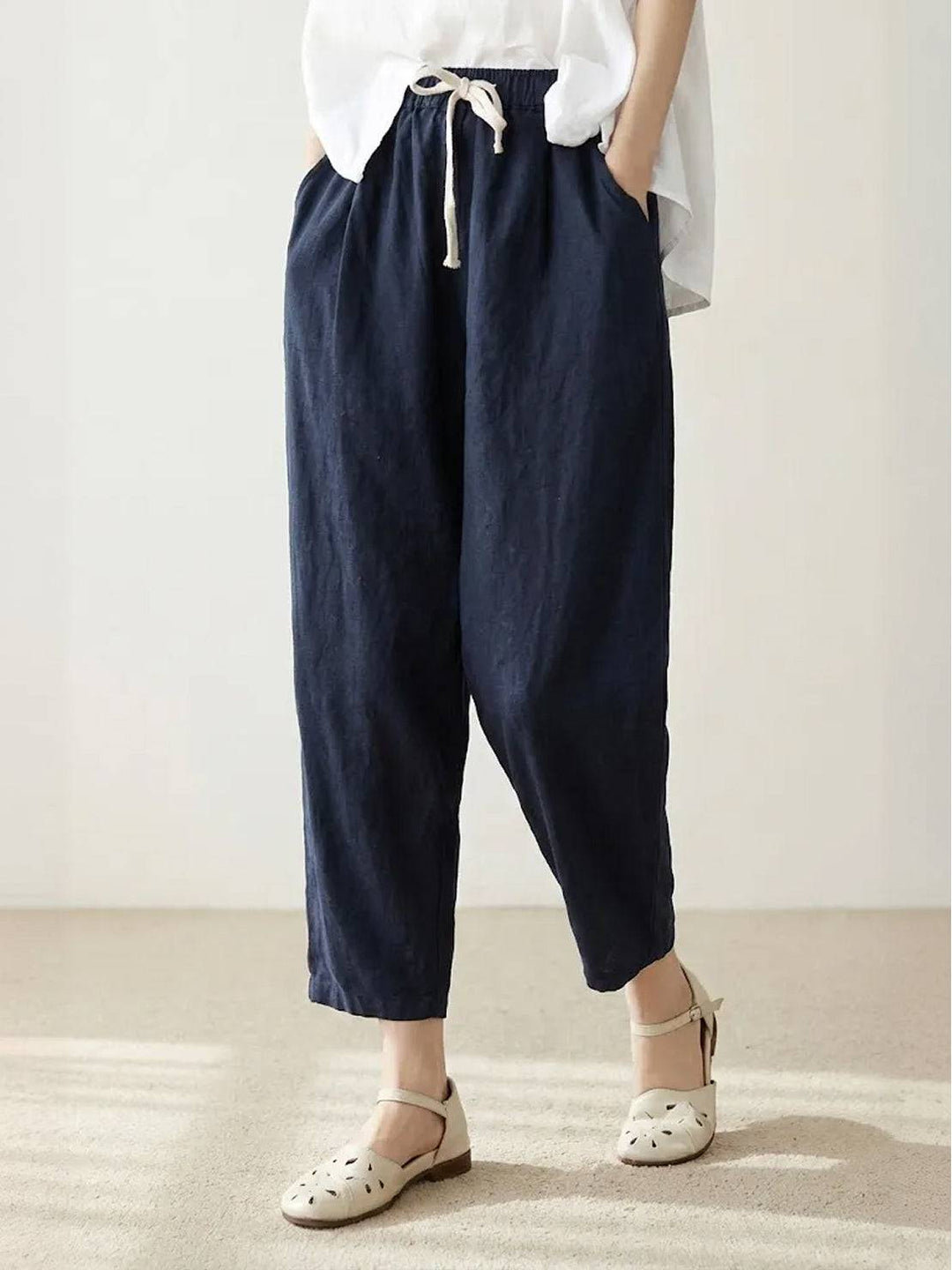 Susanne | Kvinne Drawstring Midje Avslappet Slim Fit Bukser