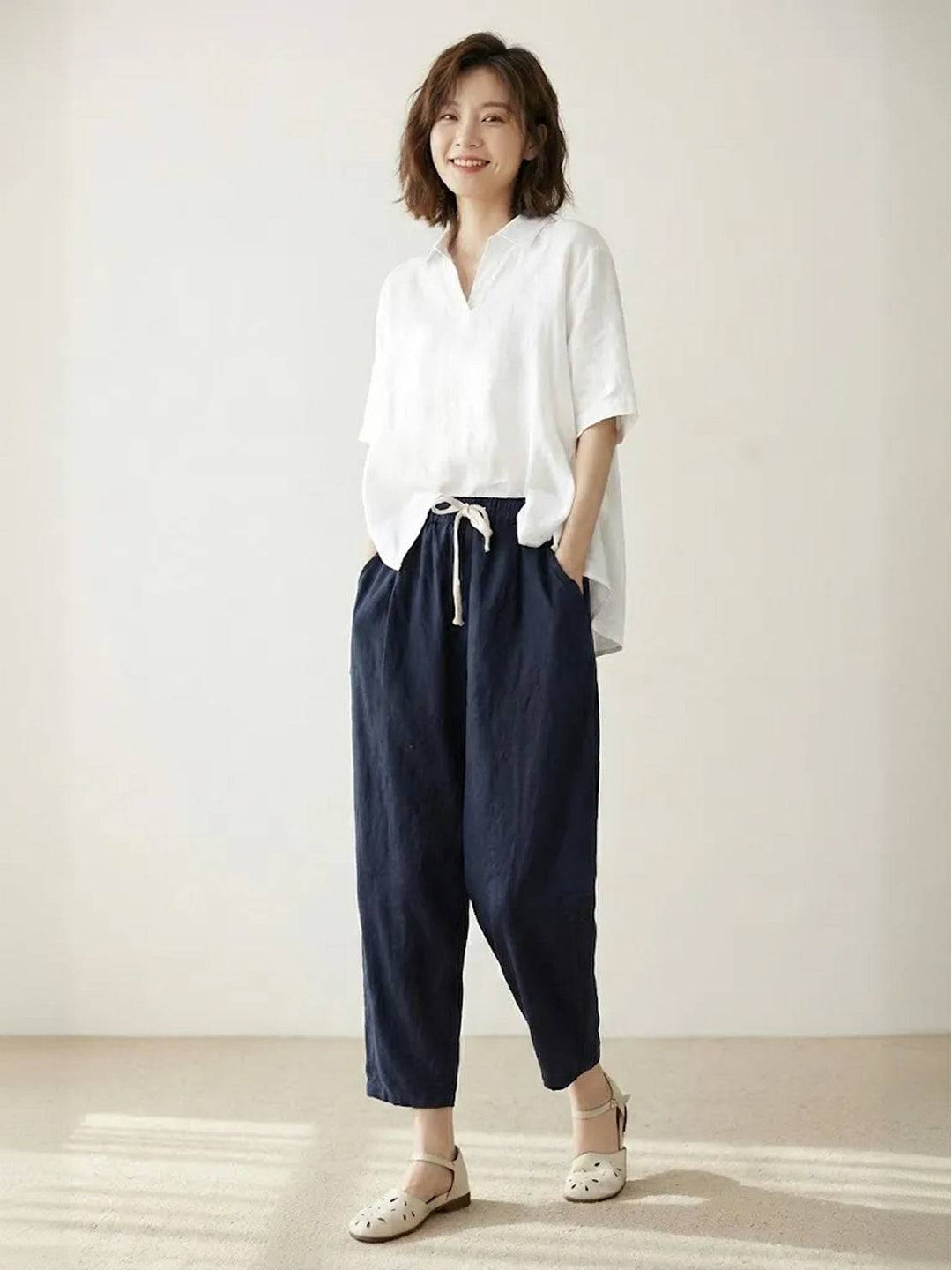 Susanne | Kvinne Drawstring Midje Avslappet Slim Fit Bukser