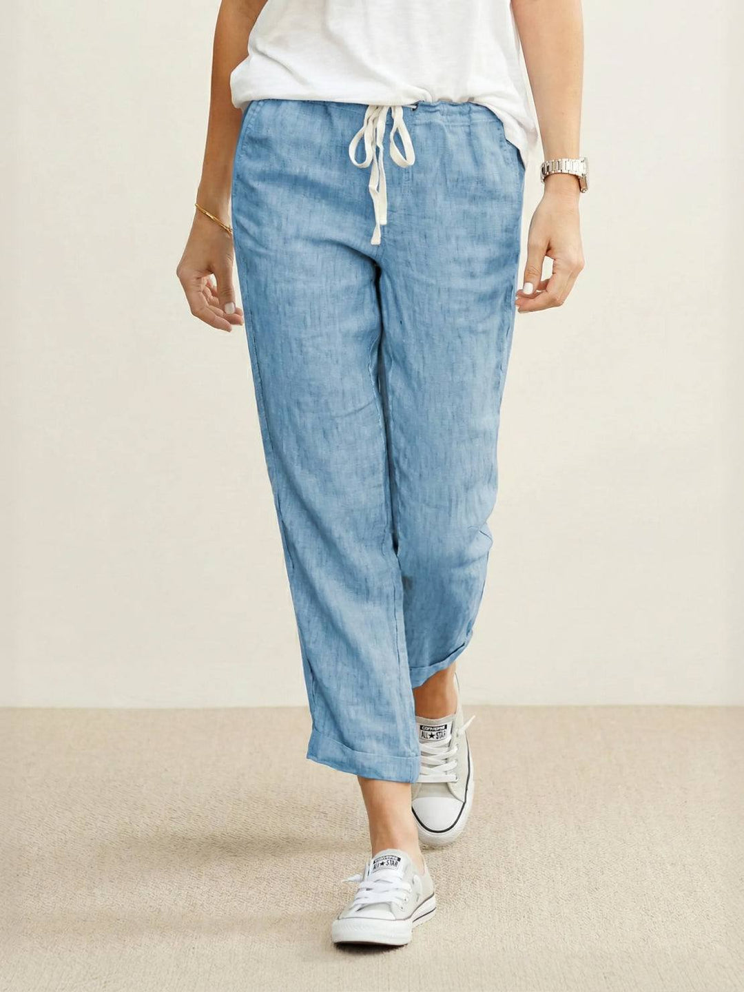 Susanne | Kvinne Drawstring Midje Avslappet Slim Fit Bukser