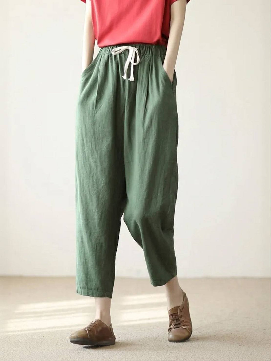 Susanne | Kvinne Drawstring Midje Avslappet Slim Fit Bukser