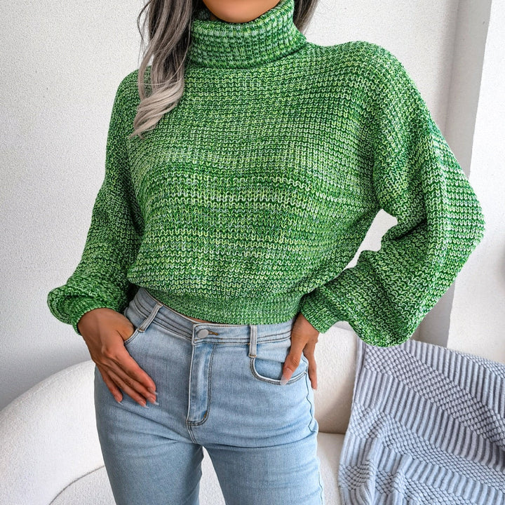 Turtleneck Chunky Knit Sweater with Long Sleeves for Everyday Wear