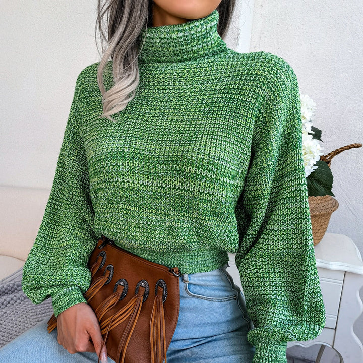 Turtleneck Chunky Knit Sweater with Long Sleeves for Everyday Wear