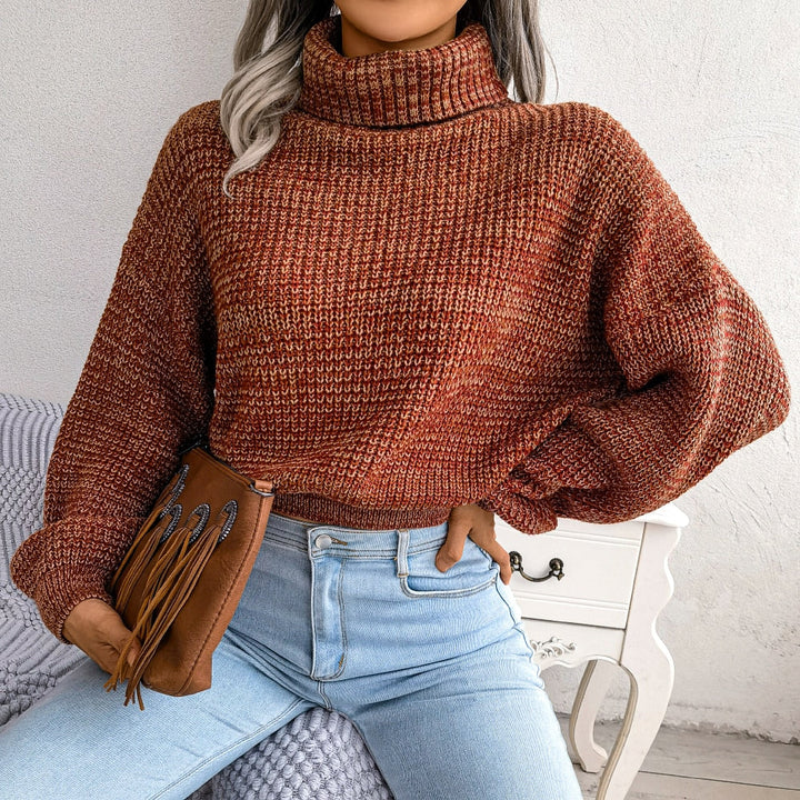 Turtleneck Chunky Knit Sweater with Long Sleeves for Everyday Wear
