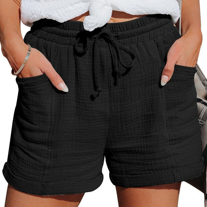 Mathilde | Kvinne Relaxed Lin Shorts med Snøring