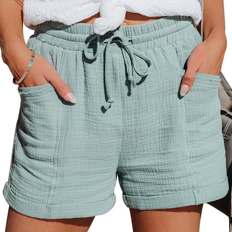Mathilde | Kvinne Relaxed Lin Shorts med Snøring