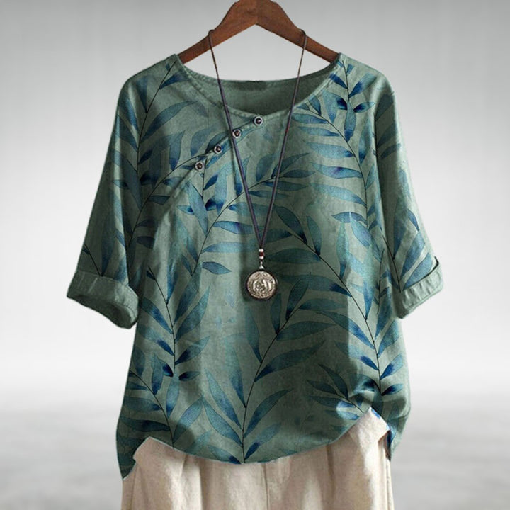 Liv | Kvinne | Avslappet Lin Bluse Kort Ermer Blomstertrykk