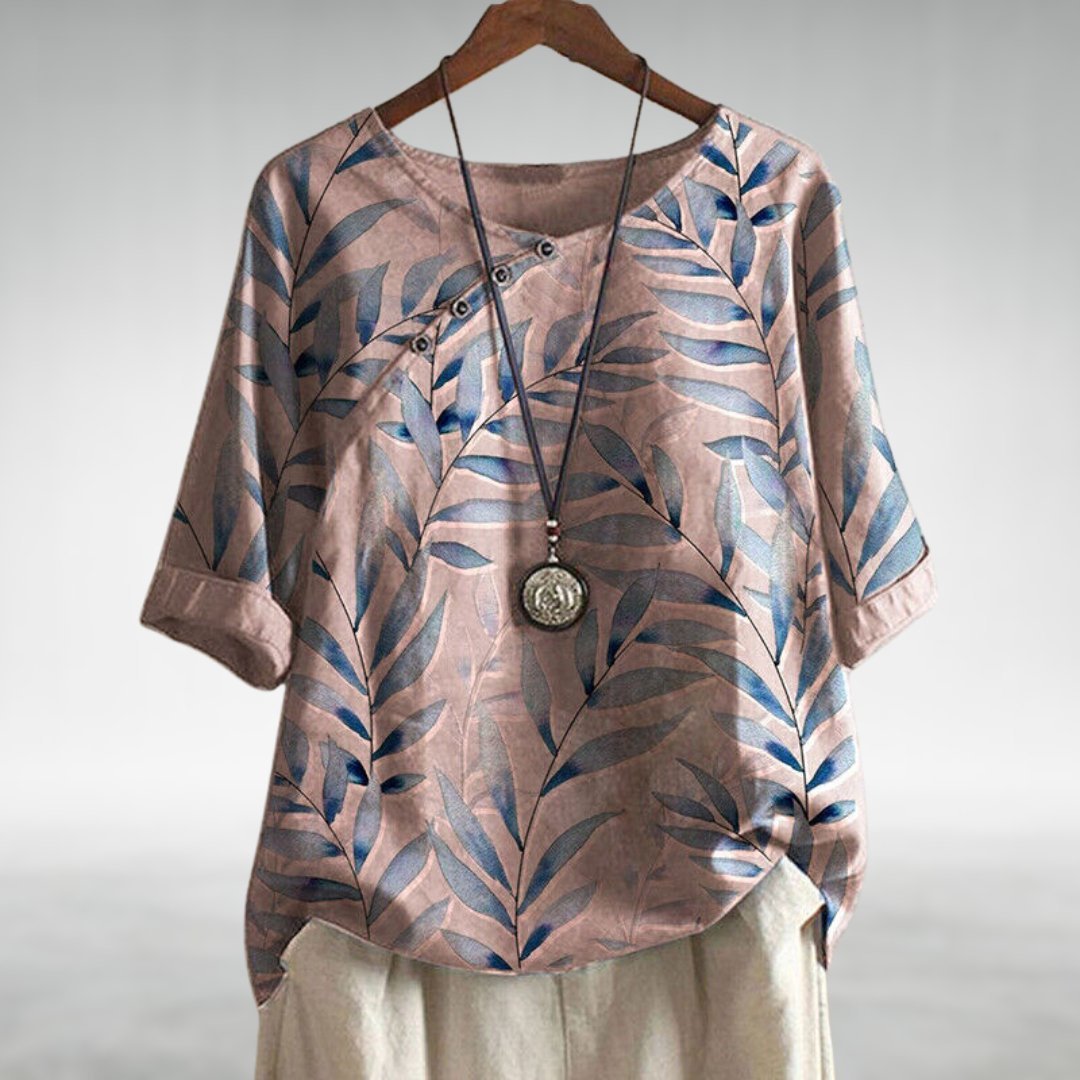 Liv | Kvinne | Avslappet Lin Bluse Kort Ermer Blomstertrykk
