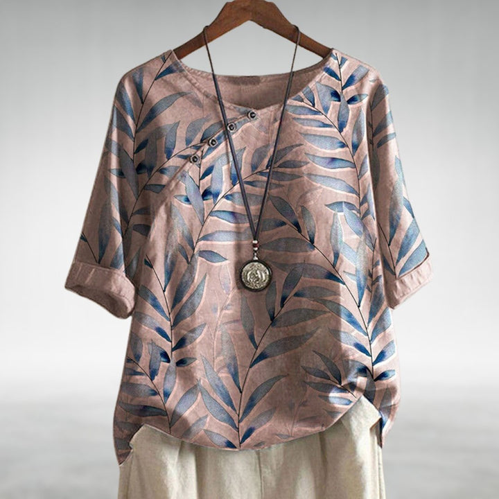 Liv | Kvinne | Avslappet Lin Bluse Kort Ermer Blomstertrykk
