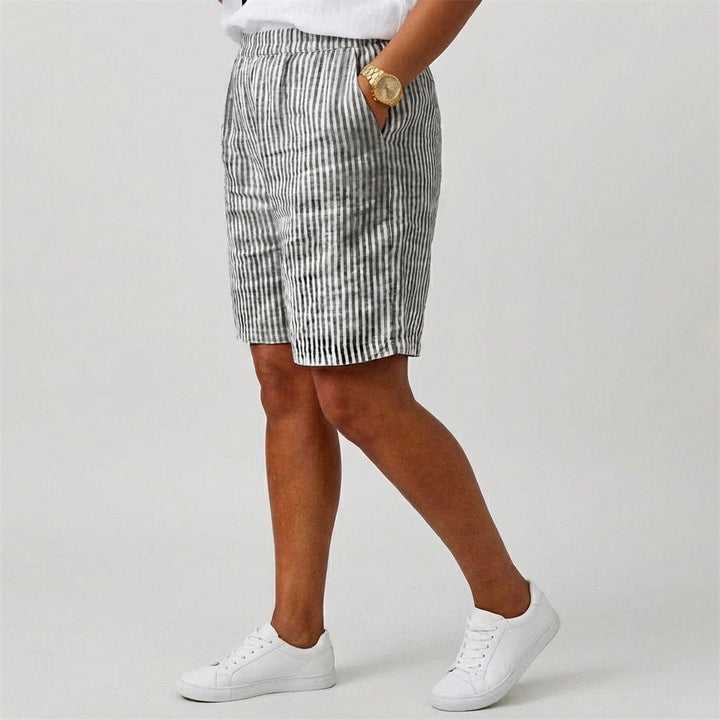 Sofia | Kvinne Relaxed Stripete Shorts med Elastisk Liv Sommer