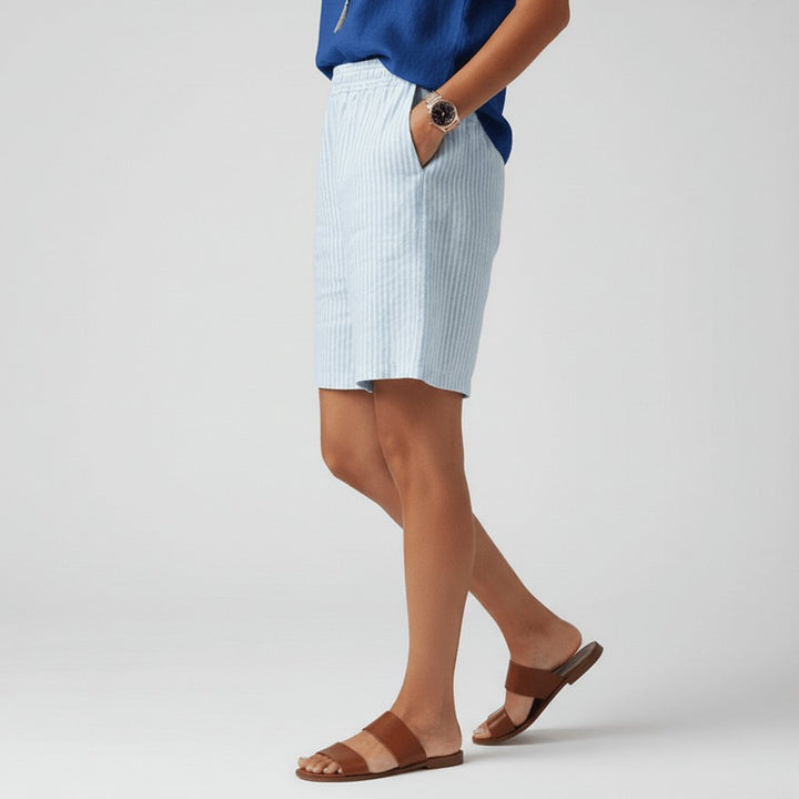 Sofia | Kvinne Relaxed Stripete Shorts med Elastisk Liv Sommer