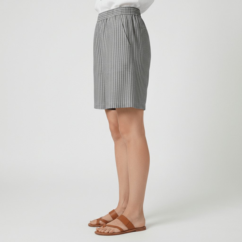 Sofia | Kvinne Relaxed Stripete Shorts med Elastisk Liv Sommer