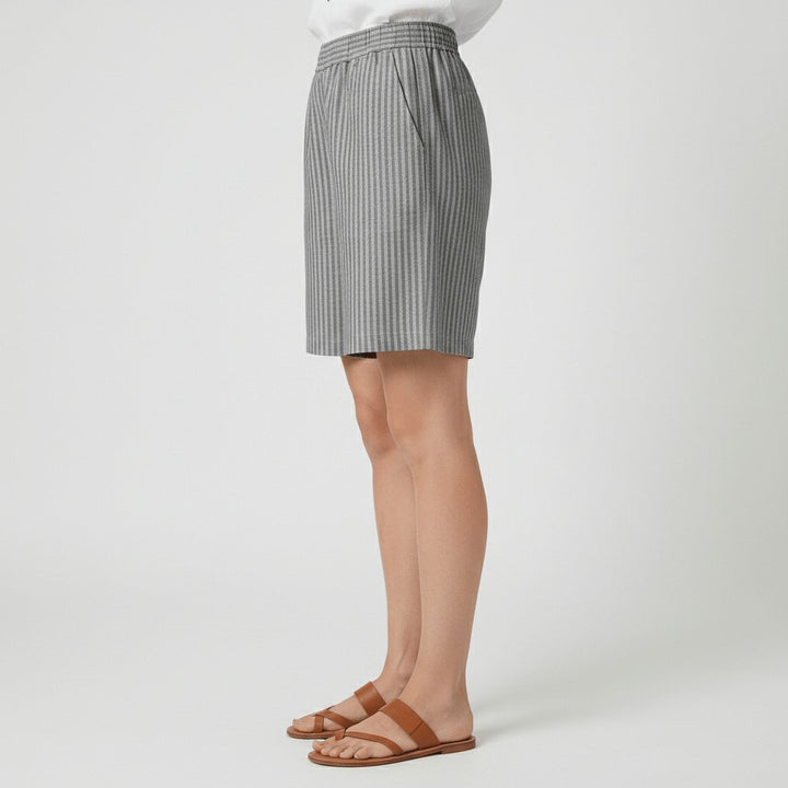 Sofia | Kvinne Relaxed Stripete Shorts med Elastisk Liv Sommer