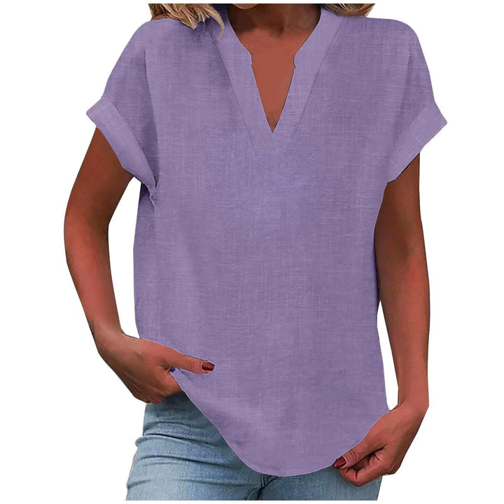 Clara | Kvinne Relaxed V-Hals Kortermet Bluse
