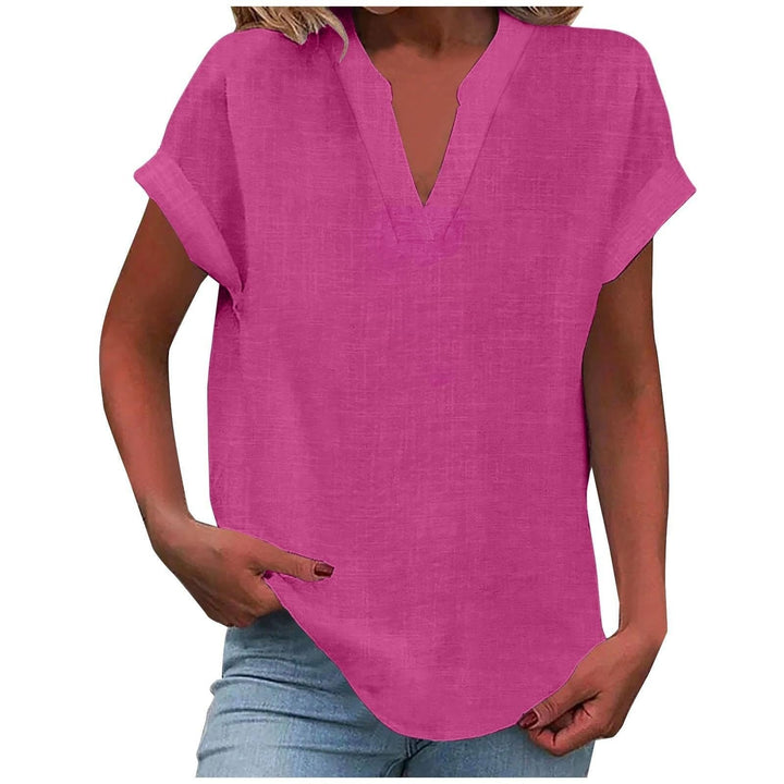 Clara | Kvinne Relaxed V-Hals Kortermet Bluse