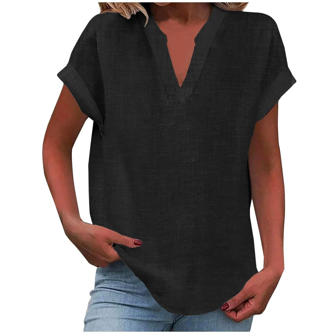 Clara | Kvinne Relaxed V-Hals Kortermet Bluse