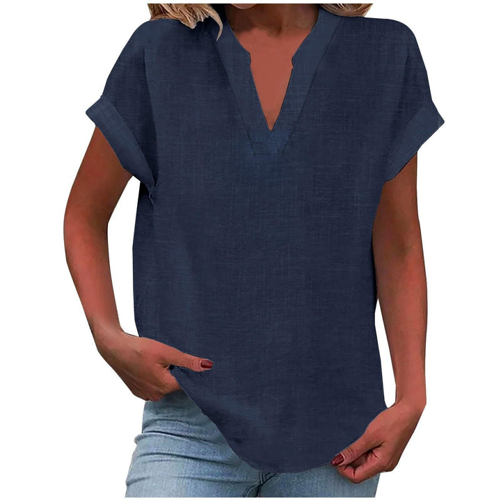 Clara | Kvinne Relaxed V-Hals Kortermet Bluse
